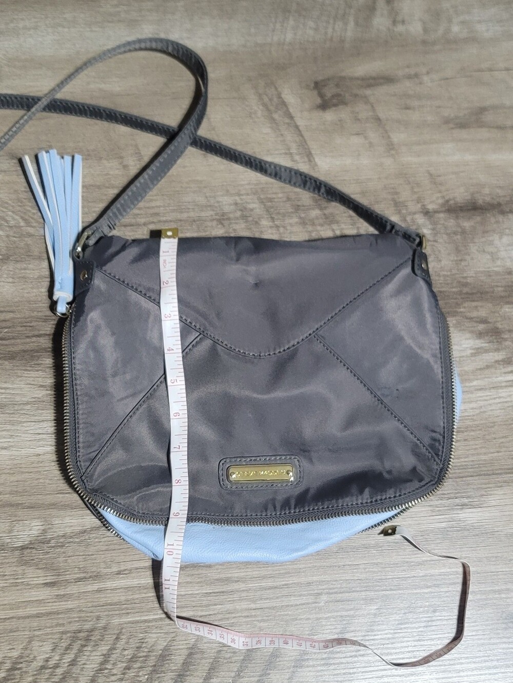 Steve Madden  Gray and Pale Blue Nylon Crossbody with Tassel